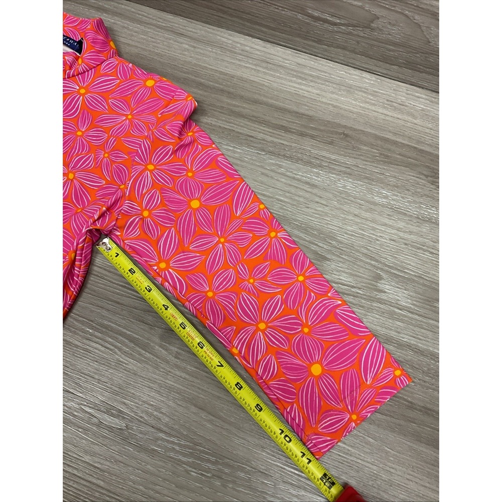NEW Katherine Way UPF 50 Pink Orange Floral Polo Resort Stretch Dress XXS USA - Picture 10 of 15